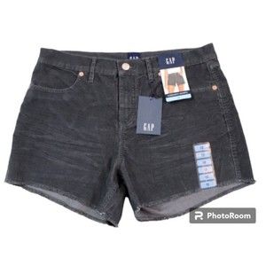 GAP Corduroy Charcoal Shorts frayed hem mid rise stretchy Size 10 NWT NEW